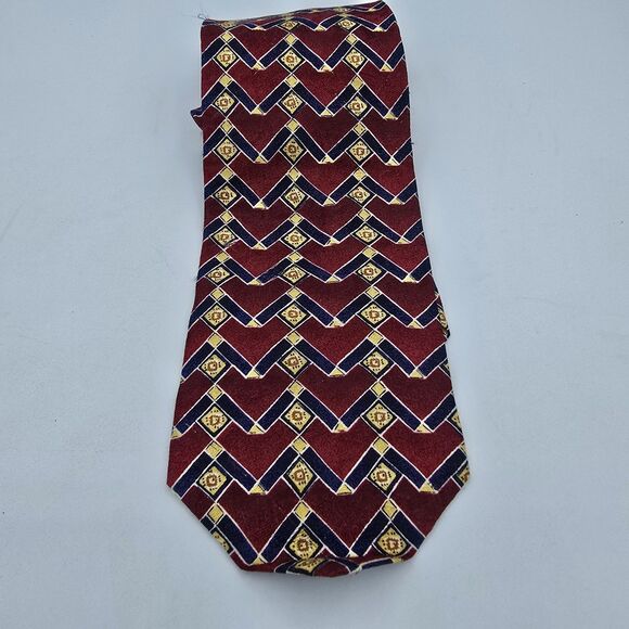 Vintage Smith Forester Red Yellow Blue 100% Silk Men’s NeckTie 58 X 4 Inches - Picture 2 of 6